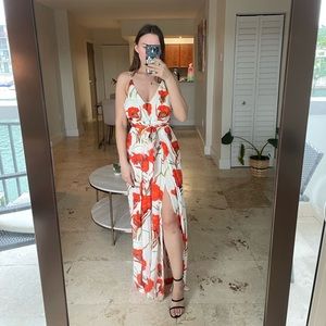 Jumpsuit elegant - white and red